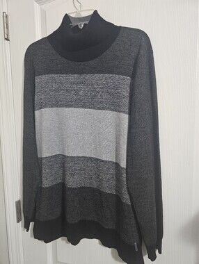 Calvin Klein Sweater Women's Gray Colorblock Turtleneck, Size Large